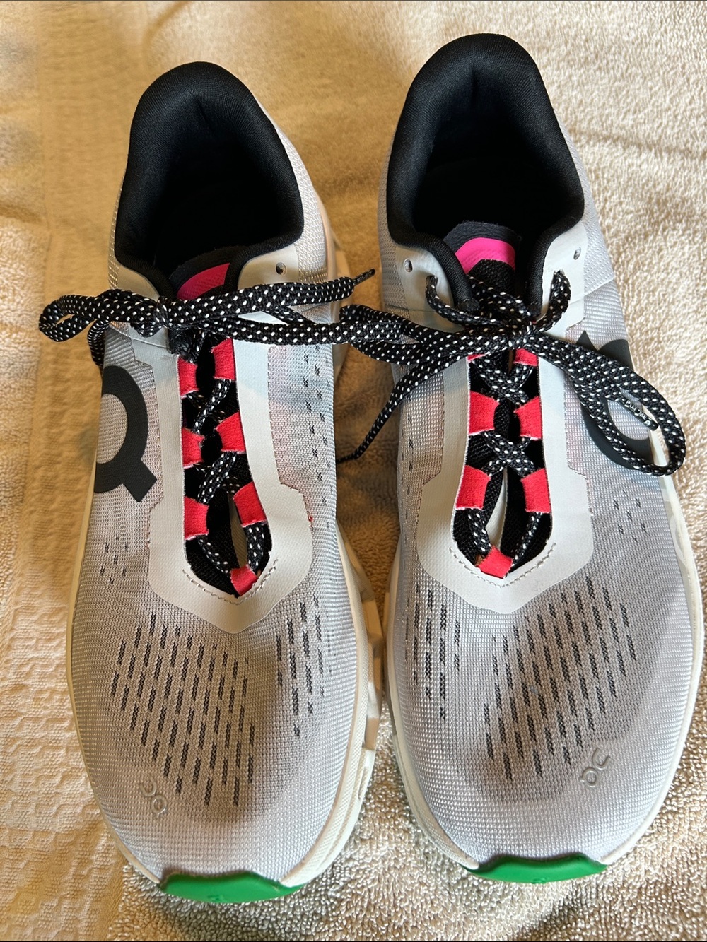 On Cloud Running Women’s CloudMonster Sneakers - Light Gray with Pink Accents